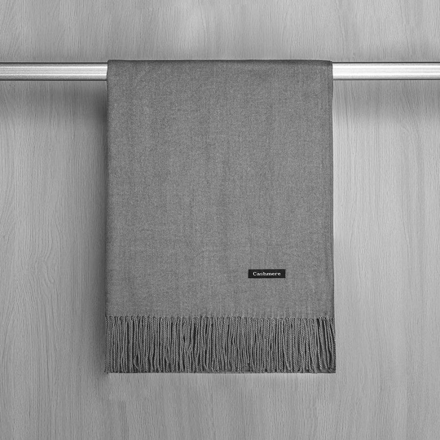 Cashmere Fringe Scarf – Narrow  |  Womens Scarves Scarves Grey Melange