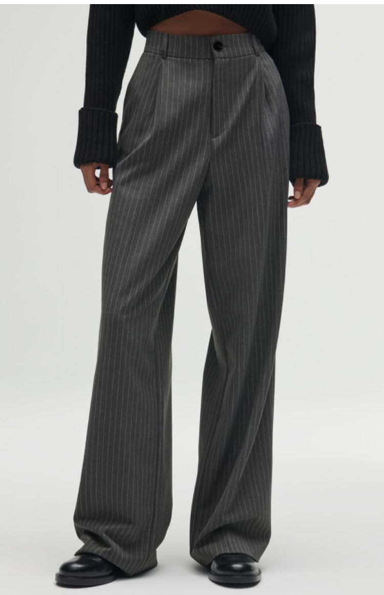 Deconstructed Pinstripe Trousers  |  Womens Trousers Clothing Grey Melange