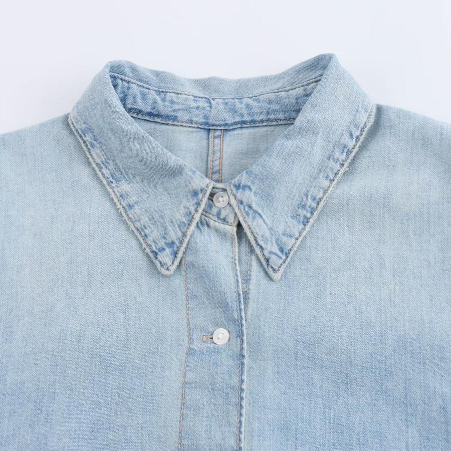 Denim Button-Up Shirt – Relaxed Fit  |  Womens Shirts & Blouses Clothing Indigo blue