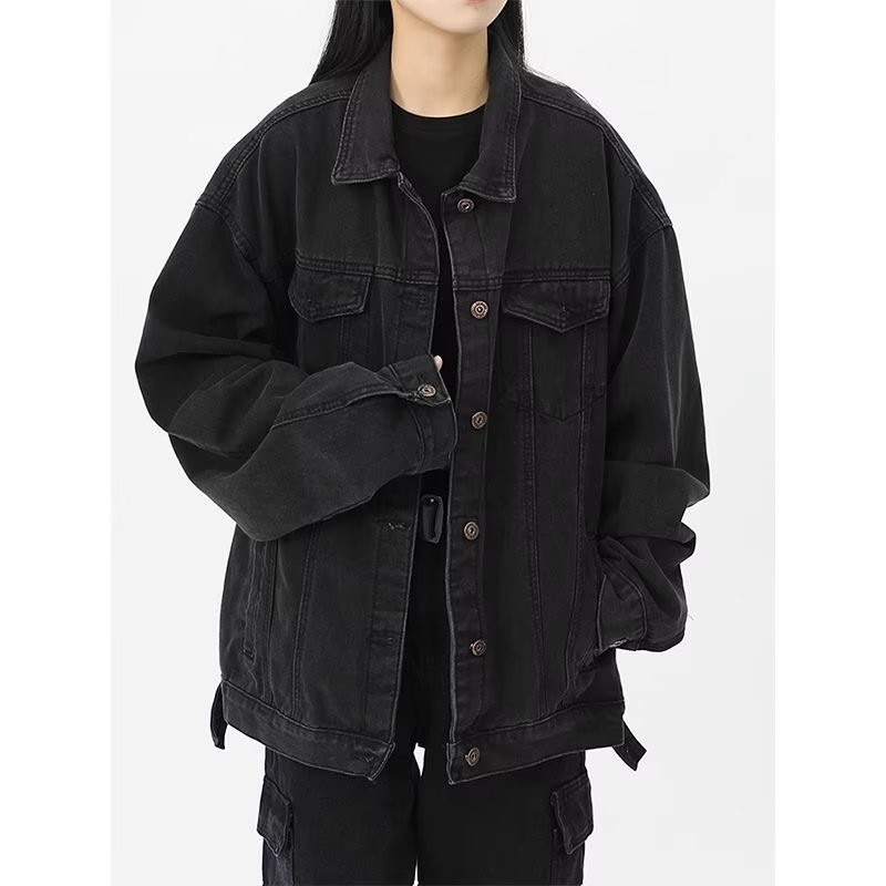 Denim Jacket – Oversized Unisex Fit  |  Womens Outerwear Clothing Black