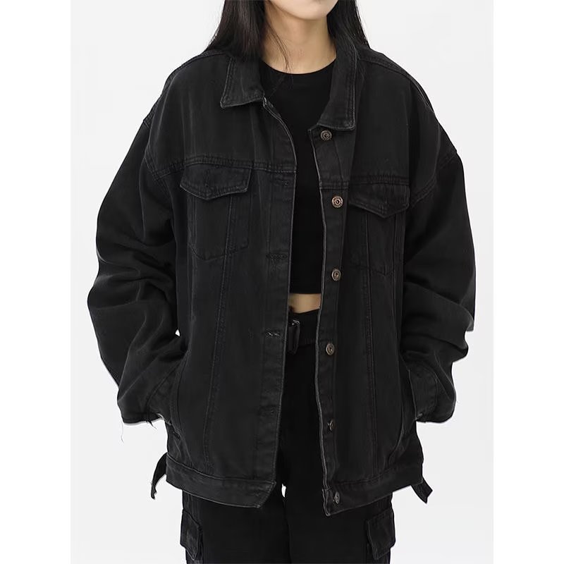 Denim Jacket – Relaxed Fit  |  Womens Outerwear Clothing Black