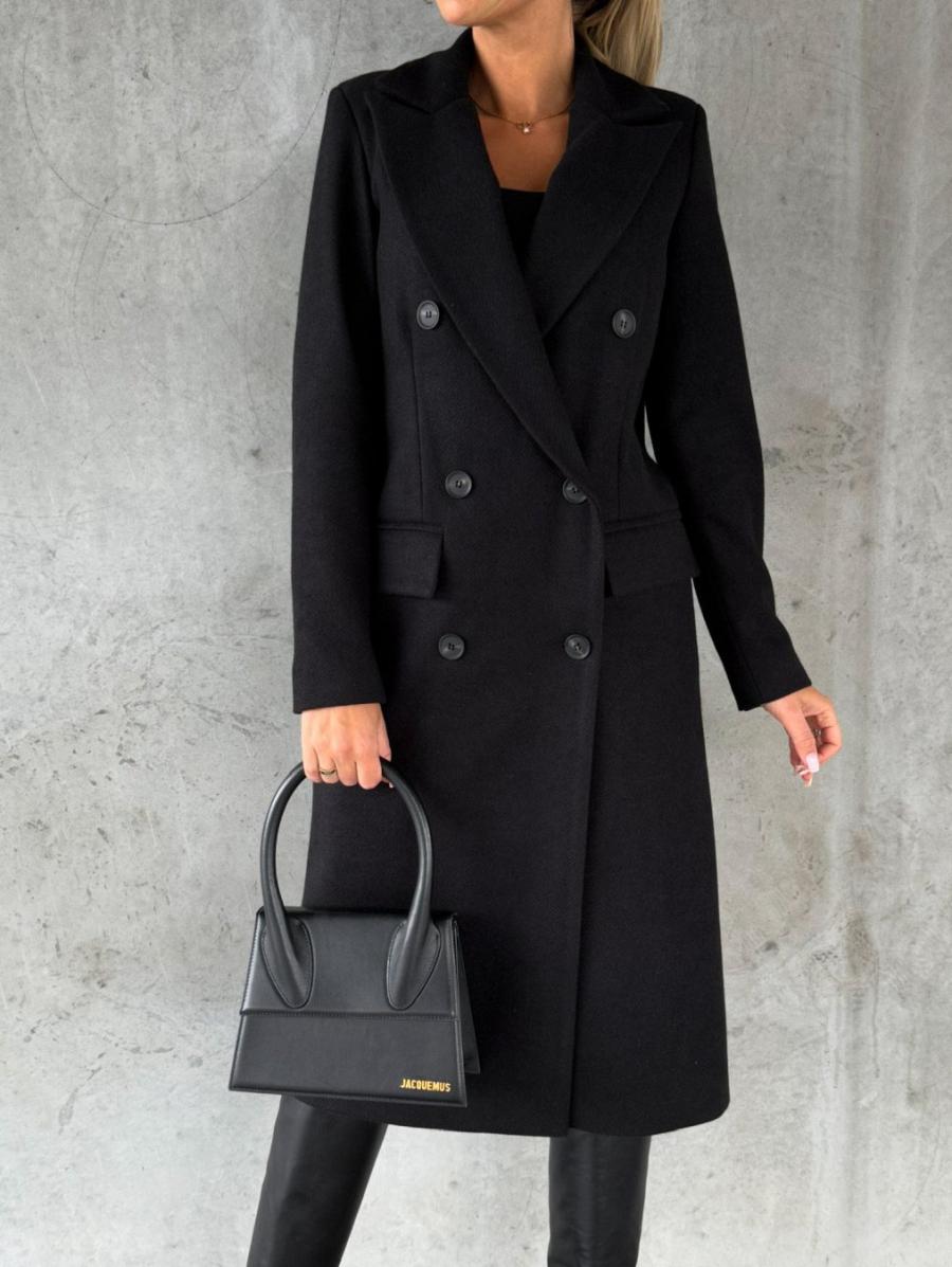 Double-Breasted Wool Coat  |  Womens Outerwear Clothing Black