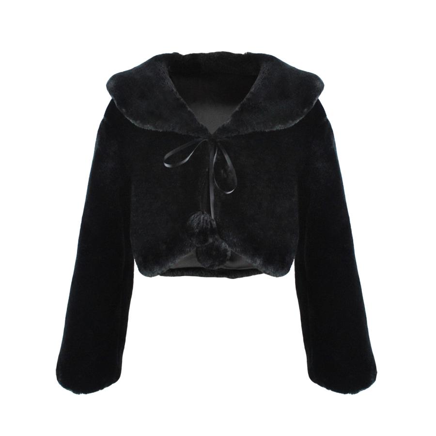 Fluffy Jacket Runway Show  |  Womens Outerwear Clothing Black