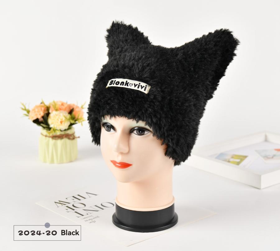 Fluffy Square Beanie  |  Womens Hats Hats Black