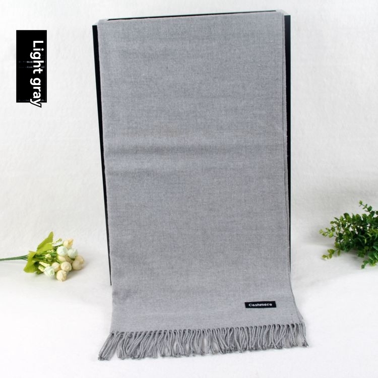 Fringe Wool Scarf – Skinny  |  Womens Scarves Scarves Grey Melange