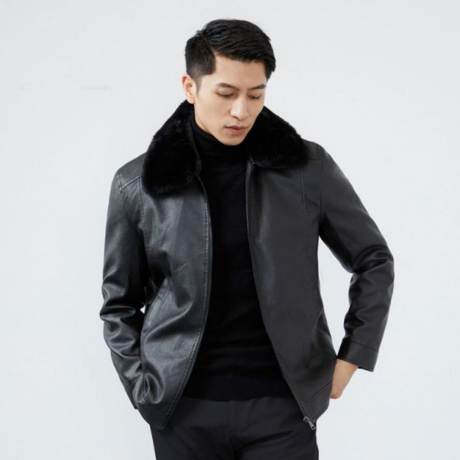 Leather Shearling Jacket  |  Mens Outerwear Clothing Black