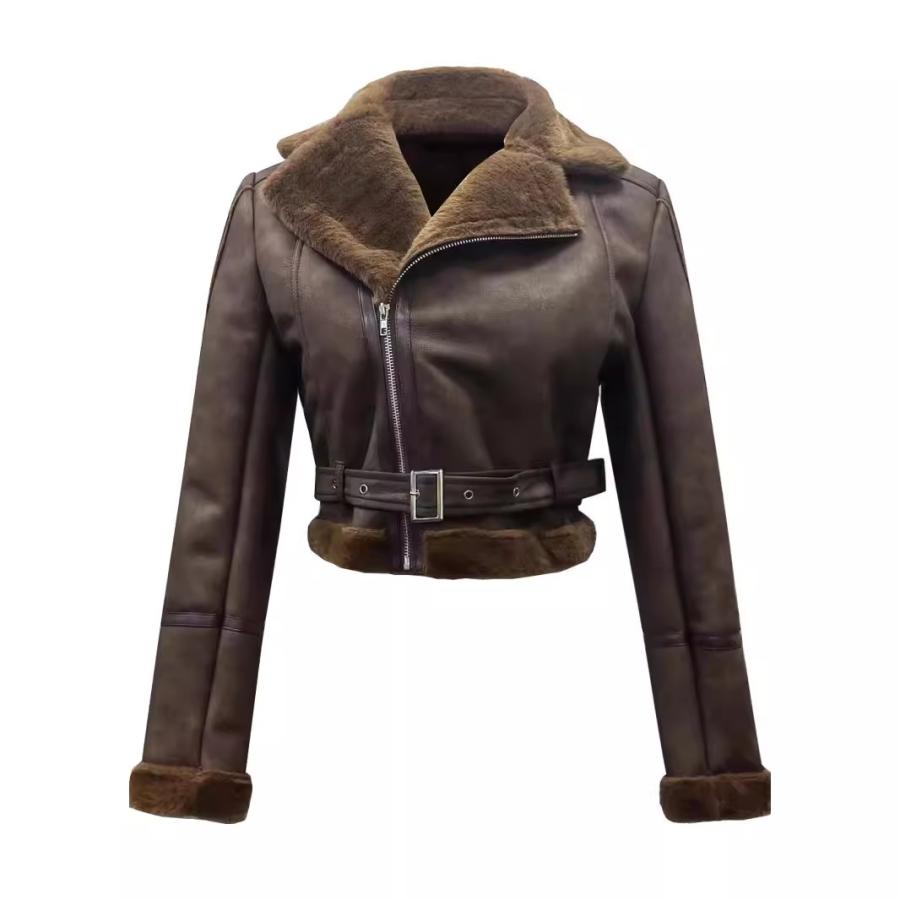 Leather Shearling Jacket  |  Womens Outerwear Clothing brown