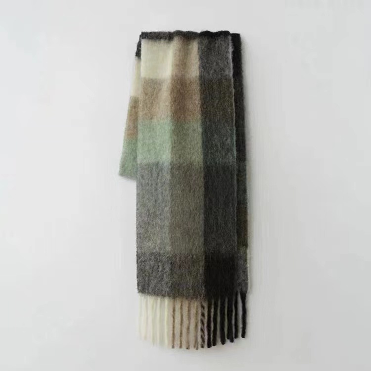 Mohair Checked Scarf  |  Womens Scarves Scarves Black