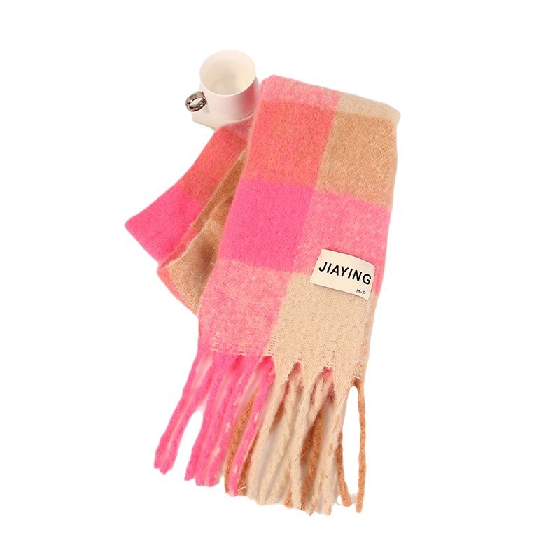 Mohair Checked Scarf  |  Womens Scarves Scarves Fuchsia