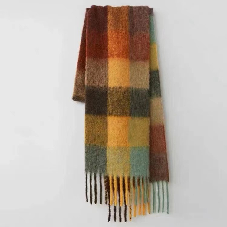 Mohair Checked Scarf  |  Womens Scarves Scarves Chestnut brown