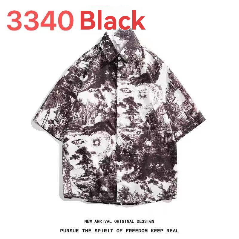 Printed Button-Up Shirt  |  Mens Shirts Clothing Black