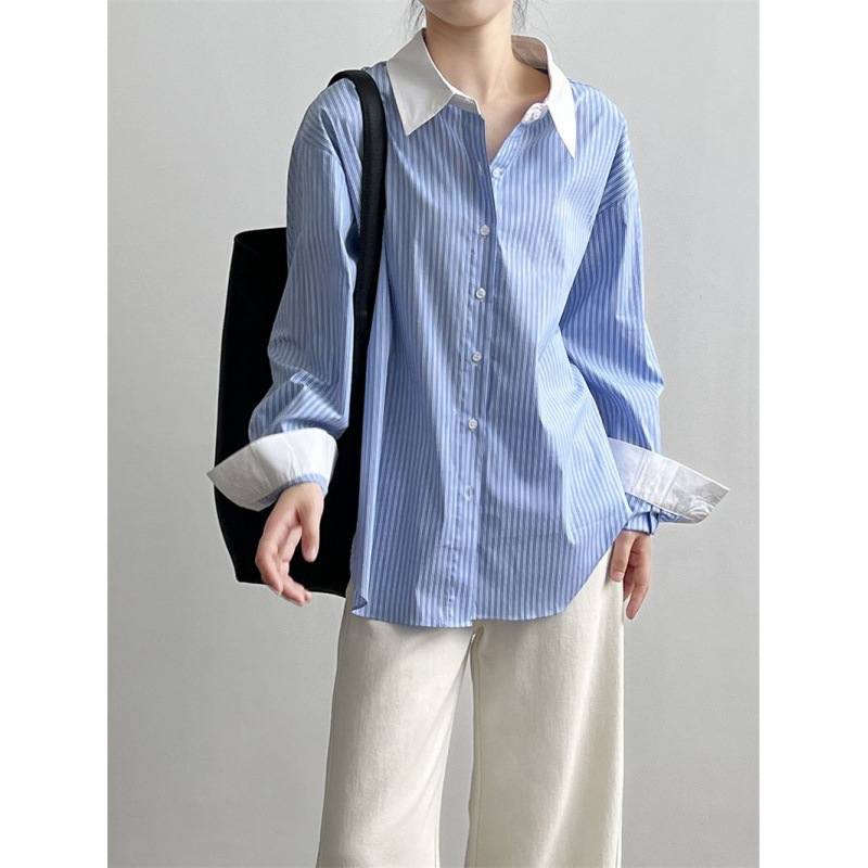 Striped Cotton Shirt  |  Womens Shirts & Blouses Clothing Blue