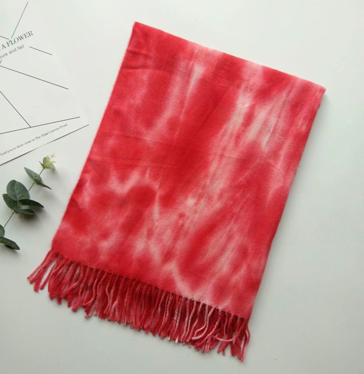 Tie-Dye Wool Scarf – Narrow  |  Womens Scarves Scarves Bright pink