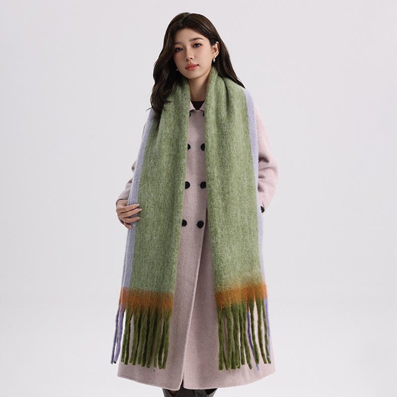 Wool Mohair Scarf – Narrow  |  Womens Scarves Scarves Grass green