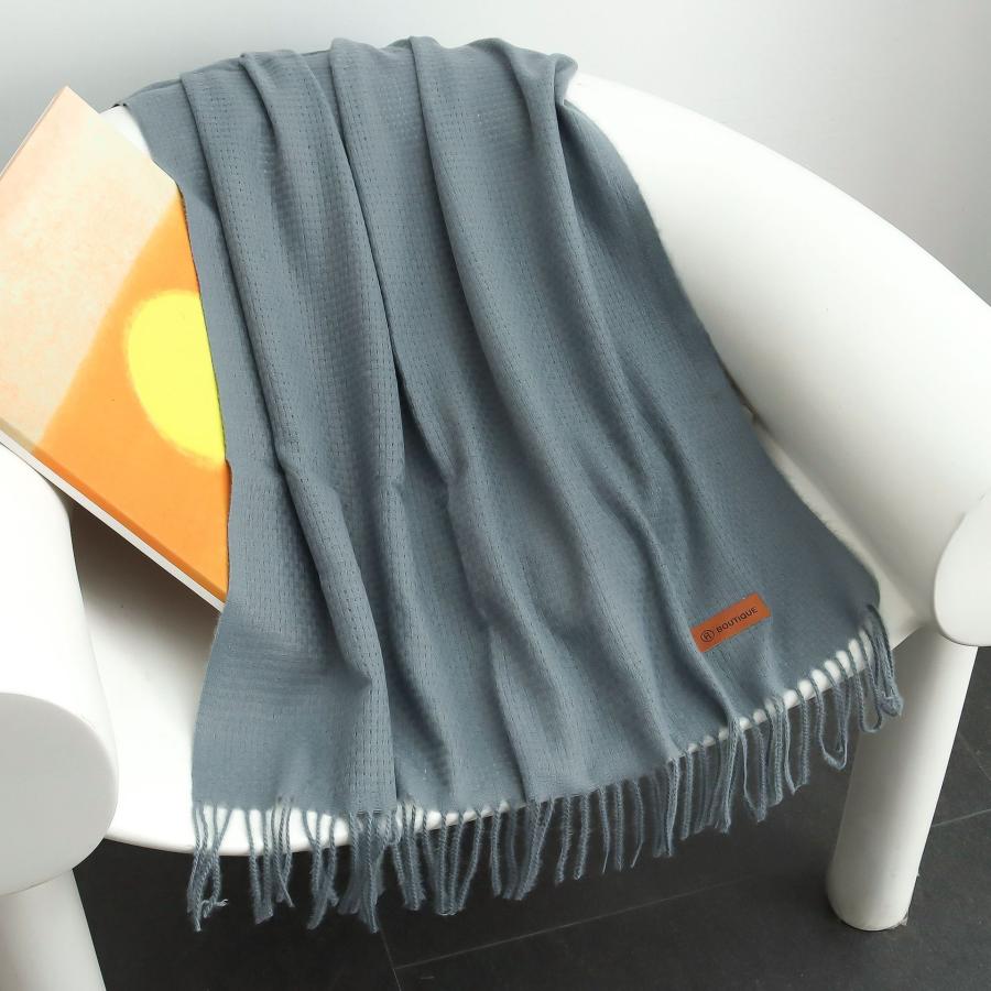 Fringe Wool Scarf &Ndash; Narrow  |  Womens Scarves Scarves Powder blue mélange