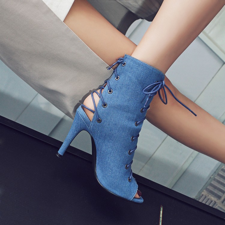 Lace-Up Heel Boots  |  Womens Shoes Shoes Dusty blue