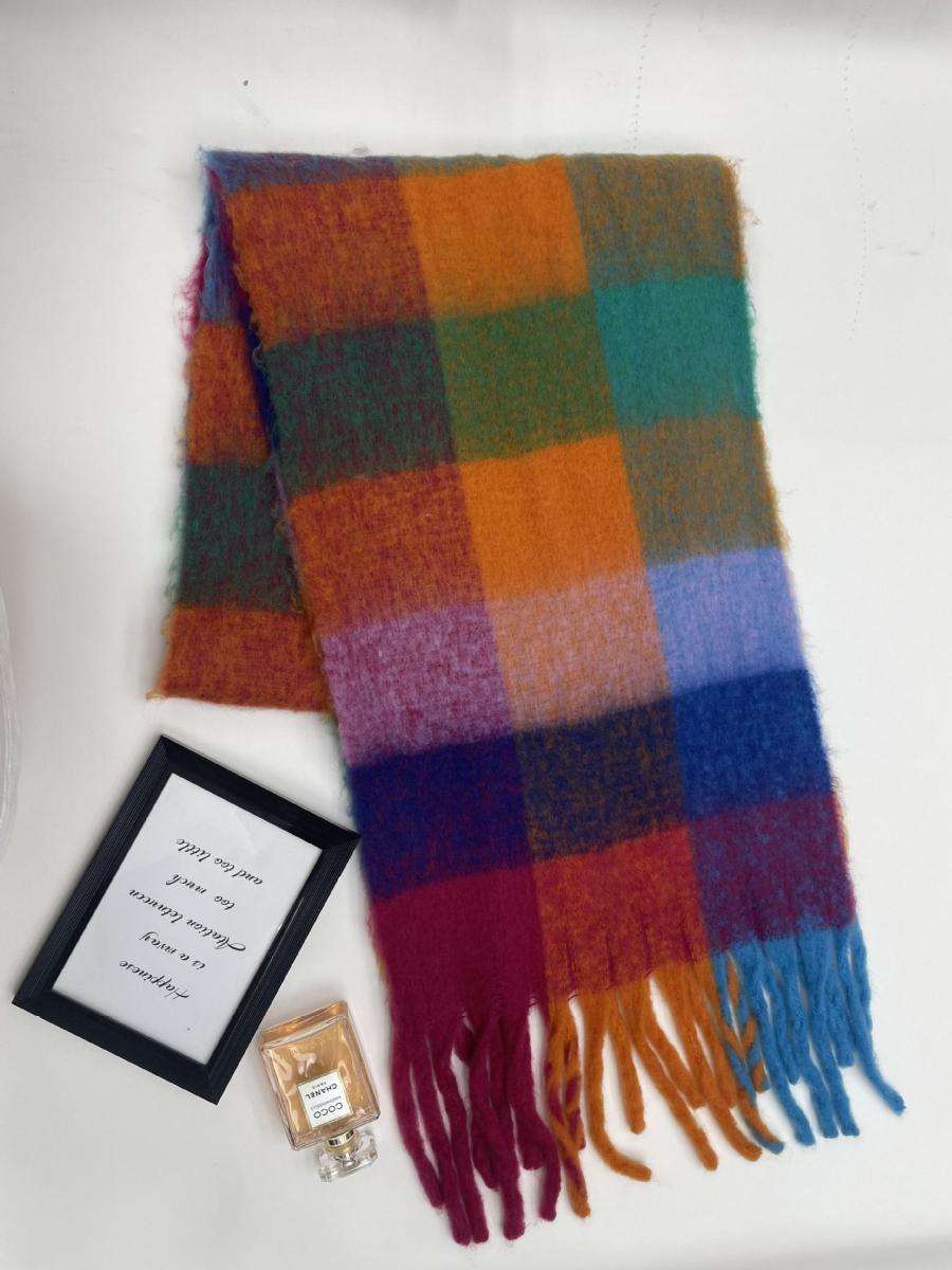 Mohair Checked Scarf  |  Womens Scarves Scarves Blue