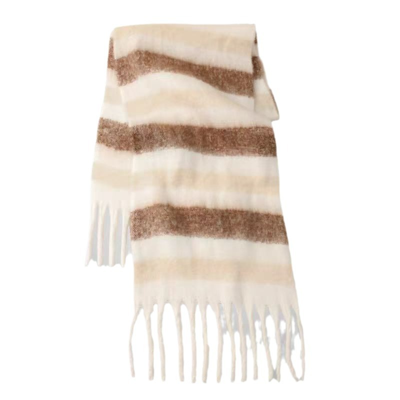 Stripe Alpaca Scarf – Narrow  |  Womens Scarves Scarves beige